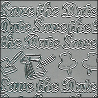 Save the Date, Silver Peel Off Stickers (1 sheet)