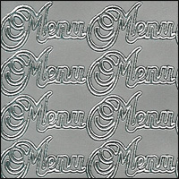 Menu, Silver Peel Off Stickers (1 sheet)
