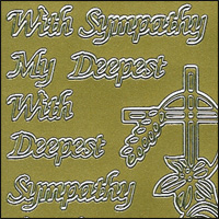 Sympathy/Condolences, Gold Peel Off Stickers (1 sheet) - Click Image to Close