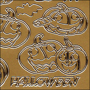 Halloween Pumpkin Images, Gold Peel Off Stickers (1 sheet)