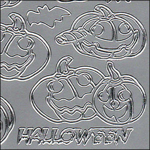 Halloween Pumpkin Images, Silver Peel Off Stickers (1 sheet)