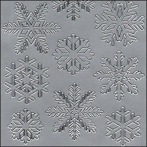 Christmas Snowflakes, Silver Peel Off Stickers (1 sheet)