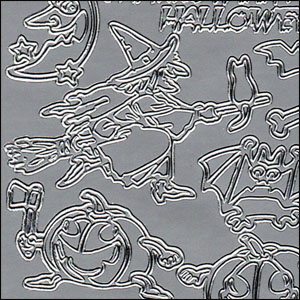 Halloween Images + Words, Silver Peel Off Stickers (1 sheet)