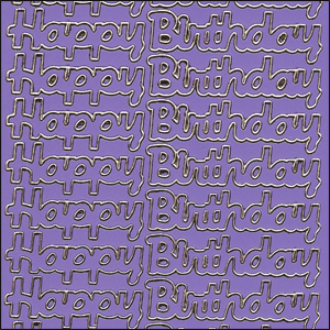 Happy Birthday, Purple Peel Off Stickers (1 sheet)