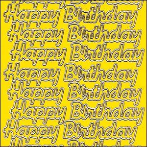 Happy Birthday, Yellow Peel Off Stickers (1 sheet)
