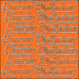 Happy Birthday, Orange Peel Off Stickers (1 sheet)