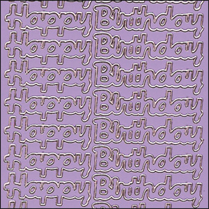Happy Birthday, Lilac Peel Off Stickers (1 sheet)