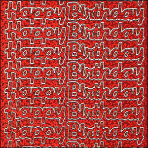 Happy Birthday, Red Holograph Peel Off Stickers (1 sheet)