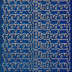 Happy Birthday, Dark Blue Holograph Peel Off Stickers (1 sheet)