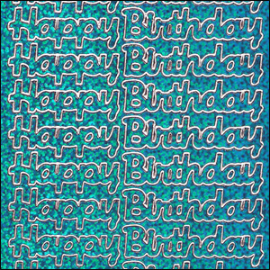 Happy Birthday, Sky Blue Holograph Peel Off Stickers (1 sheet)