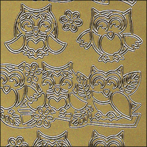 Owls, Gold Peel Off Stickers (1 sheet)
