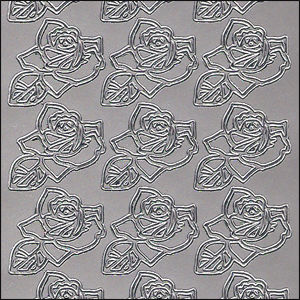 (image for) Roses Flowers, Silver Peel Off Stickers (1 sheet)