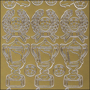 Trophy & Football, Gold Peel Off Stickers (1 sheet)