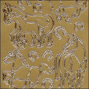Horses, Gold Peel Off Stickers (1 sheet)