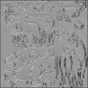 Horses, Silver Peel Off Stickers (1 sheet)