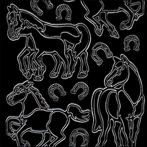 Horses, Black Peel Off Stickers (1 sheet)