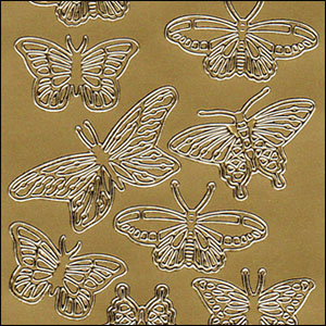 Various Butterflies, Gold Peel Off Stickers (1 sheet)
