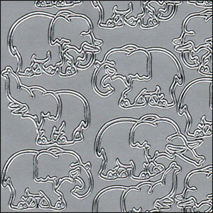 (image for) Elephants, Silver Peel Off Stickers (1 sheet)