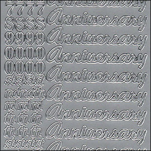 Anniversary & Special Numbers, Silver Peel Off Stickers (1 sheet)
