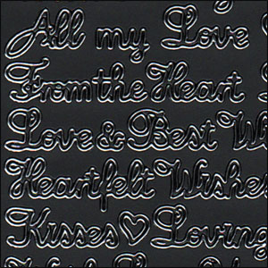 Romantic Loving Words, Black Peel Off Stickers (1 sheet)