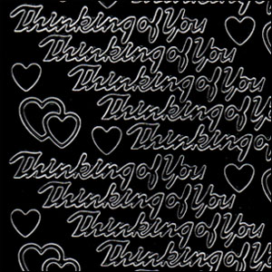 Thinking Of You, Black Peel Off Stickers (1 sheet)