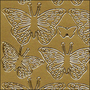 Mixed Butterflies, Gold Peel Off Stickers (1 sheet)