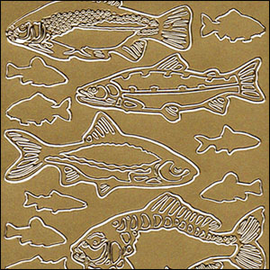 Mixed Fish, Gold Peel Off Stickers (1 sheet)