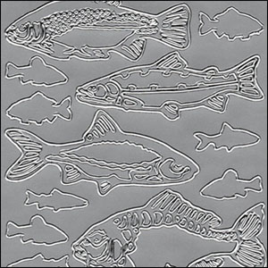 Mixed Fish, Silver Peel Off Stickers (1 sheet)