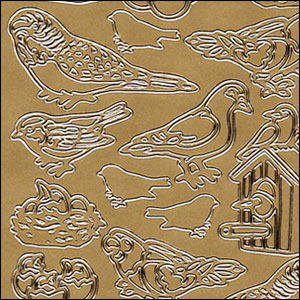 Various Birds, Gold Peel Off Stickers (1 sheet)