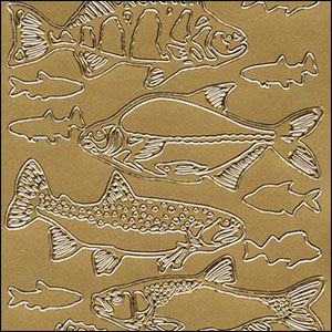 Various Fish, Gold Peel Off Stickers (1 sheet)