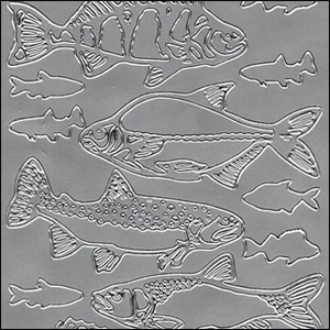 Various Fish, Silver Peel Off Stickers (1 sheet)
