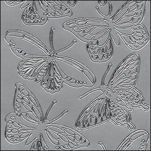 Large Butterflies, Silver Peel Off Stickers (1 sheet)