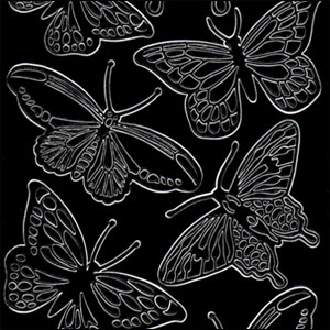Large Butterflies, Black Peel Off Stickers (1 sheet)