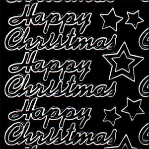 Happy Christmas, Black Peel Off Stickers (1 sheet)
