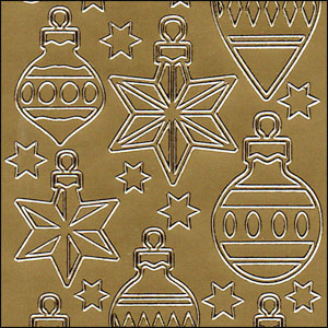Christmas Baubles, Gold Peel Off Stickers (1 sheet)