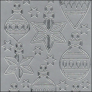 Christmas Baubles, Silver Peel Off Stickers (1 sheet)