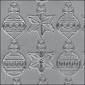 (image for) Christmas Baubles, Silver Peel Off Stickers (1 sheet)