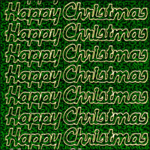 Happy Christmas, Holographic Green Peel Off Stickers (1 sheet)