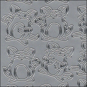 Mouse/Mice, Silver Peel Off Stickers (1 sheet)