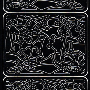Fish Window Scene, Black Peel Off Stickers (1 sheet)