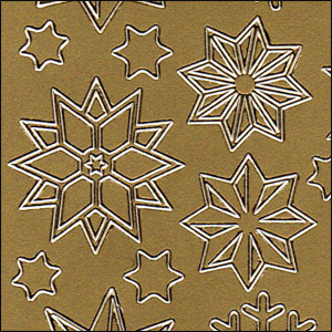 Christmas Stars & Snowflakes, Gold Peel Off Stickers (1 sheet)