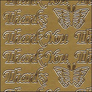 Thank You / Thanks, Gold Peel Off Stickers (1 sheet)
