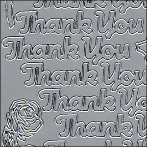 Thank You, Silver Peel Off Stickers (1 sheet)