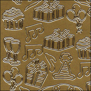 Party & Celebration Shapes, Gold Peel Off Stickers (1 sheet)