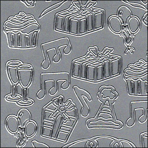 (image for) Party & Celebration Shapes, Silver Peel Off Stickers (1 sheet)