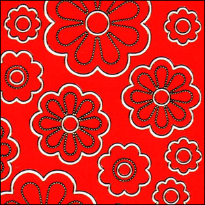 (image for) Flower/Daisy Heads, Red Peel Off Stickers (1 sheet)