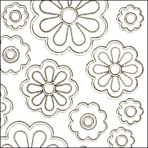 Flower/Daisy Heads, White Peel Off Stickers (1 sheet)