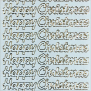 Happy Christmas, Transparent/Gold Peel Off Stickers (1 sheet)