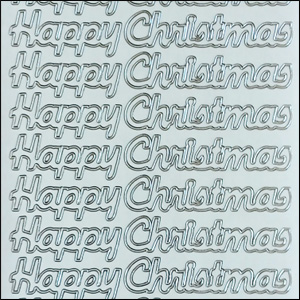 Happy Christmas, Transparent/Silver Peel Off Stickers (1 sheet)