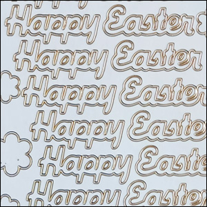 Happy Easter, Transparent/Gold Peel Off Stickers (1 sheet)